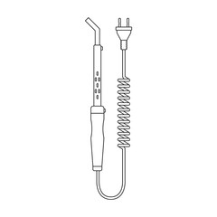 Iron solder vector outline icon. Vector illustration soldering on white background. Isolated outline illustration icon of iron solder.