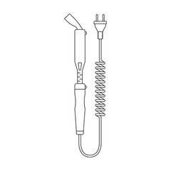 Iron solder vector outline icon. Vector illustration soldering on white background. Isolated outline illustration icon of iron solder.