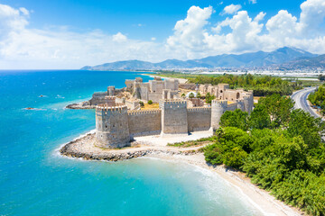 Obraz premium Panoramic view of the Mamure Castle in Anamur Town, Turkey
