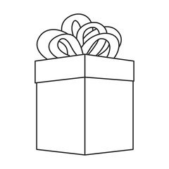 Giftbox vector outline icon. Vector illustration box gift on white background. Isolated outline illustration icon of giftbox.