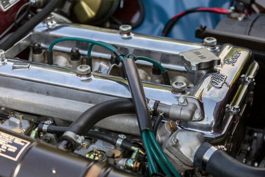 Engine And Valve Cover Of An Old Alfa Romeo