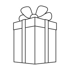Giftbox vector outline icon. Vector illustration box gift on white background. Isolated outline illustration icon of giftbox.