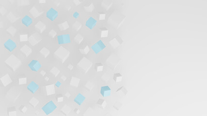 White and blue cubes forming a tech background. 3D illustration