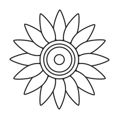 Sunflower vector outline icon. Vector illustration san flower on white background. Isolated outline illustration icon of sunflower.