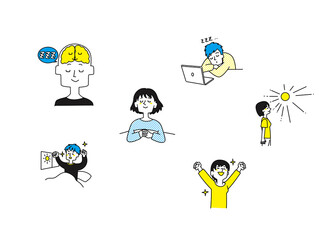 Fototapeta premium 心地よい睡眠に関するイラストセット