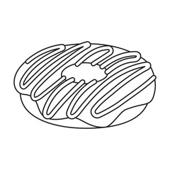 Doughnut vector outline icon. Vector illustration donut on white background. Isolated outline illustration icon of doughnut.