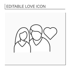 Couple line icon. Two people love each other. Romantic relationship between man and woman. Love concept. Isolated vector illustration. Editable stroke