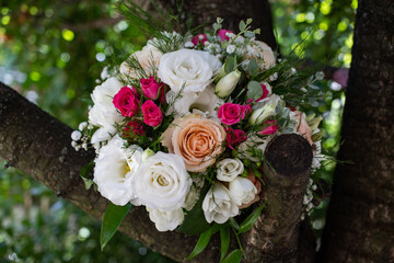 Obraz na płótnie Canvas wedding bouquet on a tree