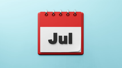 jul on  paper desk  calendar  3d rendering