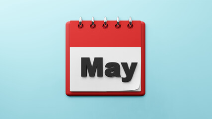 May on  paper desk  calendar  3d rendering