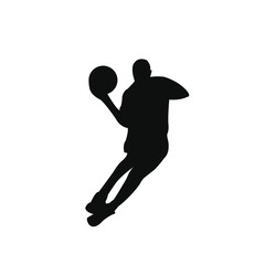 basketball player black silhouette vector png isolated on white background