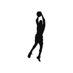 basketball player black silhouette vector png isolated on white background