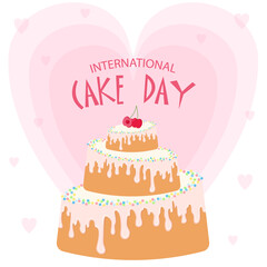 Vector design in flat style for International Cake Day 20th July.
For congratulations, printing, social networks, website.