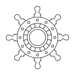 Ship wheel vector outline icon. Vector illustration helm on white background. Isolated outline illustration icon of ship wheel .