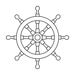 Ship wheel vector outline icon. Vector illustration helm on white background. Isolated outline illustration icon of ship wheel .