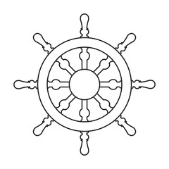 Ship wheel vector outline icon. Vector illustration helm on white background. Isolated outline illustration icon of ship wheel .
