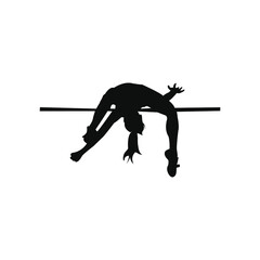 high jump black silhouette vector png isolated on white background