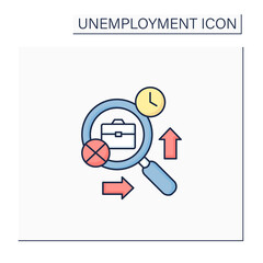 Frictional unemployment color icon.Searching new job, recruiting new workers, matching right employee. Joblessness concept. Isolated vector illustration