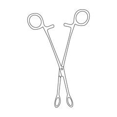 Medical forceps vector outline icon. Vector illustration clamp on white background. Isolated outline illustration icon of medical forceps.