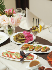 National georgian food, table setting for a dinner
