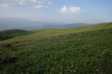 Fototapeta premium travel to sunny day in mountains