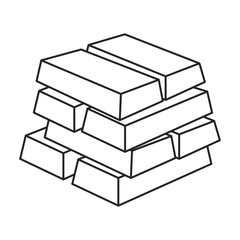 Golden bars vector outline icon. Vector illustration gold ingot on white background. Isolated outline illustration icon of golden bars .