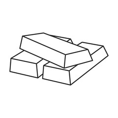 Golden bars vector outline icon. Vector illustration gold ingot on white background. Isolated outline illustration icon of golden bars .