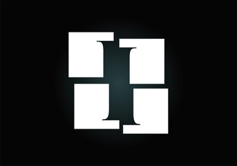 Obraz premium Initial I monogram letter alphabet made of four squares. Font emblem. Broken, puzzle alphabet sign. Modern vector logo design for business, and company identity.