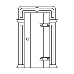 Door medieval vector outline icon. Vector illustration doors castle on white background. Isolated outline illustration icon of door medieval .