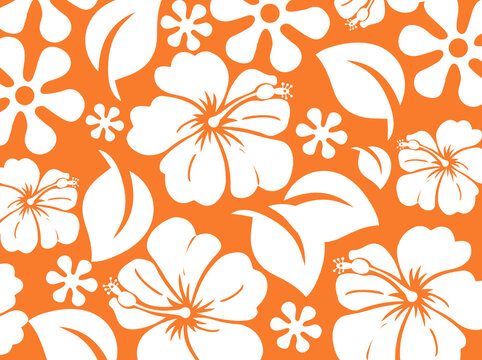 hawaian coconut seamless floral pattern