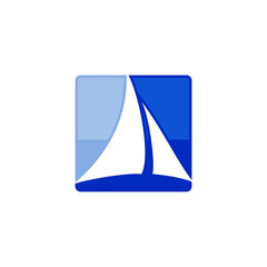 Sail and Box Square icon. Nautical Logo design. Vector Illustration.