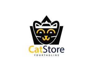 CatStore brand for cats store and pets  logo , can be used for cat and all similar domestic cat shopping store .