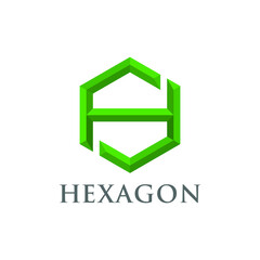 Hexagon and letter H icon. Green Hexagonal Logo design. Vector Illustration.