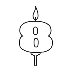 Candle birthday vector outline icon. Vector illustration birth happy on white background. Isolated outline illustration icon of candle birthday .