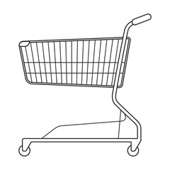 Fototapeta na wymiar Trolley basket vector outline icon. Vector illustration supermarketart cart on white background. Isolated outline illustration icon of trolley basket .