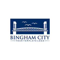 Bridge with Three Birds icon. Logo design. Vector Illustration.