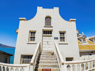 Fototapeta premium Sunny view of some historical building in Alcatraz island