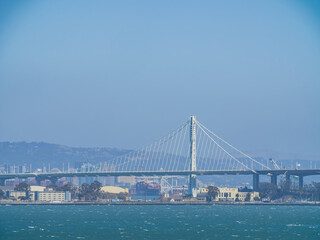 Sunny view of the San Francisco Oakland Bay Bridge