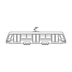 Tram vector outline icon. Vector illustration train on white background. Isolated outline illustration icon of tram .