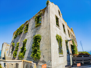 Sunny view of some historical building in Alcatraz island