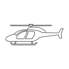 Helicopter vector outline icon. Vector illustration copter on white background. Isolated outline illustration icon of helicopter.