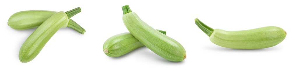 zucchini or marrow isolated on white background with clipping path and full depth of field, Set or collection