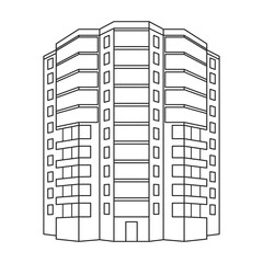 Building high vector outline icon. Vector illustration skyscraper on white background. Isolated outline illustration icon of building high .