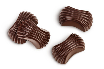 Chocolate candy isolated on white background with clipping path and full depth of field. Top view. Flat lay.
