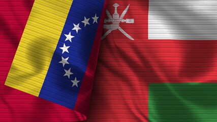 Oman and Venezuela Realistic Flag – Fabric Texture 3D Illustration