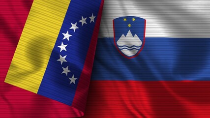 Slovenia and Venezuela Realistic Flag – Fabric Texture 3D Illustration
