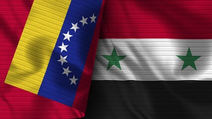 Syria and Venezuela Realistic Flag – Fabric Texture 3D Illustration