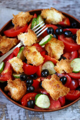 Panzanella salad with tomatoes and ciabatta.