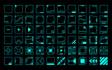 60 rounded square frame hud future modern vector design for sci-fi game design user interface. - obrazy, fototapety, plakaty
