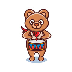 cartoon animal cute bear holding a drum